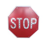 Señal de alto con LED solar intermitente de 24" Señal de advertencia de tráfico iluminada parpadeante Película reflectante de grado industrial(Always on)