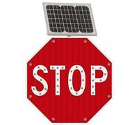 Señal de alto con LED solar intermitente de 24" Señal de advertencia de tráfico octagonal de aluminio LED reflectantes intermitentes de grado industrial(Always on)