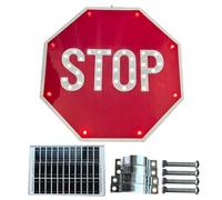 Señal de alto intermitente LED de 24 pulgadas con energía solar con película reflectante de alta resistencia para estacionamientos de escuelas viales(Flashing)