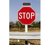 Señal de alto LED intermitente con energía solar de 24"/30" Señal de tráfico con marco de aluminio Película reflectante de grado industrial(Always on,24")