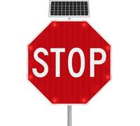 Señal de alto LED intermitente con energía solar de 61 cm 76 cm Señal de calle reflectante octagonal de aluminio Advertencia de tráfico para carretera(Always on,24")