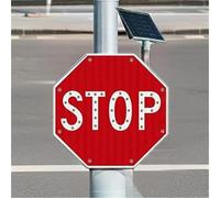 Señal de alto LED intermitente de 24 pulgadas con energía solar Señal reflectante de advertencia de tráfico Aumenta la atención del conductor(Always on)