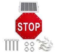 Señal de Alto LED Solar 24 30 Pulgadas para Estacionamiento y Condominio, Seguridad Área de Juegos, Auxiliar para Estacionar en Reversa, Aluminio Robusto Pro.(30in)