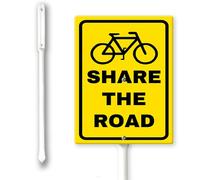 Señal de aluminio con estaca Share The Road de 4.6 x 6 pulgadas, fácil de instalar