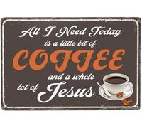 Señal de aluminio con texto en inglés "All I Need Today is Coffee", estilo vintage, 20,3 x 30,5 cm, estilo retro, bar, pub, garaje, hotel, comedor, centro comercial, bosque, puerta de jardín