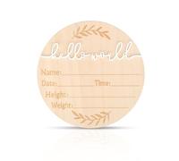 Señal de Anuncio de Bebé, 15cm Madera Señal de Bebé de Hola Mundo Señal de Bienvenida para Recién Nacido para Hospital Baby Shower Accesorio Fotográfico Decoraciones del Hogar