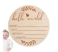 Señal de anuncio del recién nacido - Señal de nombre de bebé de madera de 5.9 pulgadas, Birth | Signo de bienvenida para bebés para el hospital, accesorio fotográfico para recién na