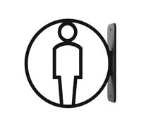 señal de aseo, Letrero de baño público for hombres y mujeres en negro y dorado.(Black Boy)