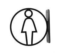 señal de aseo, Letrero de baño público for hombres y mujeres en negro y dorado.(Black Schoolgirl)