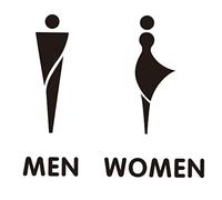 señal de aseo, Letrero for puerta de baño for hombres y mujeres, negro, 7,1 pulgadas, paquete de 2(E)