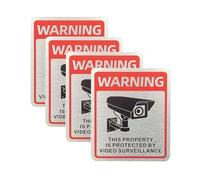 Señal De Aviso Monitoreo Placa Aluminio, Advertencia En Inglés, Área Patio Territorio Privado, 4 Uds
