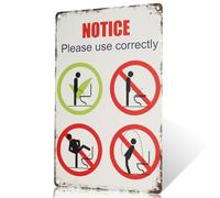 Señal de aviso para uso adecuado en el baño, letrero de metal de estaño, 30,5 x 20,3 cm