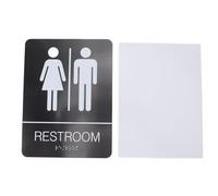 Señal de baño Braille unisex, señalización de baño de acero inoxidable con braille de grado 2 y gráficos elevados, autoadhesivo para uso comercial o doméstico, 7,9 x 5,9 pulgadas