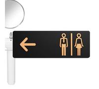 Señal de baño con flecha - Panel adhesivo de acrílico derecho e izquierdo - Cartel direccional para servicios higiénicos, apto para áreas de descanso, edificios, hoteles, restaurantes, cafeterías y