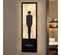Señal De Baño LED Para Puerta, Decoración De Baño Montada En La Pared, Señalización De Inodoro Iluminada Con Neón Con Textura De Papel. Placa De WC Retroiluminada Para Hogar, Bar