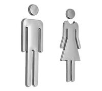 Señal de baño Letreros for inodoro, pegatinas for pared de WC, placa señalización for baño, superficie espejo, letreros for puerta hombre y mujer, cartel letrero(Silver)