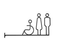 Señal de baño, símbolo de baño for hombres y mujeres, señales de guía de aluminio, acceso sin barreras(Black)