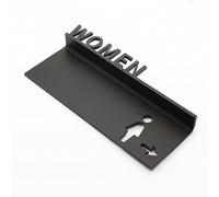 Señal de baño, tarjetas de identificación mano a mano para hombres y mujeres, recordatorio de inodoro, indicador de WC, flecha izquierda para hombres, 25 x 12 cm