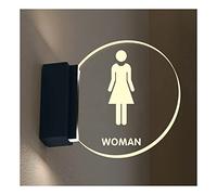 Señal de baño, Wall Mount 8 Inch Round Luminous Sign, for Bathroom Lounge, Office or Business,