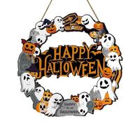 Señal de bienvenida de Halloween para colgar en la puerta, P 20CM | Decoraciones de Halloween, cartel de bienvenida colgante para puerta delantera, de madera, calabaza