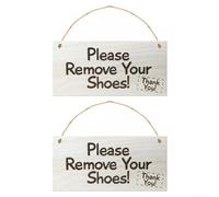 Señal de bienvenida de madera para colgar en cuerda con texto en inglés "Please Remove Your Shoes" para puerta delantera o zona de almacenamiento de zapatos