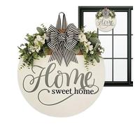 Señal de bienvenida de porche frontal - Home Sweet Home Wreaths | Spring Welcome Sign | Summer Front Porch Wreath | Round Wood Hangings Sîgn for Spring Door Decor| Wreath Rustic Flower Wall for Party