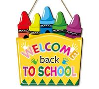 Señal de bienvenida para aula - Banner decorativo, póster motivacional | Coloridos letreros de puertas de madera de "regreso a la escuela", exhibición para la habitación del maestro, si