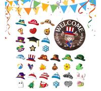 Señal de bienvenida para puerta, señal de bienvenida magnética intercambiable para puerta de casa, decoración dulce para el hogar, otoño, jardín, negocio, fiesta de cumpleaños, Navidad, oficina