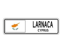 Señal de calle BCTS Larnaca Chipre bandera chipriota ciudad país camino al aire libre calle signo 10 x 40 cm