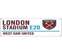 Señal de calle West Ham United, claret/azul