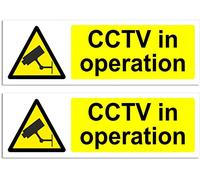 Señal de CCTV en funcionamiento - Paquete de 2/4/6/10 pegatinas autoadhesivas CCTV - 15 cm x 5 cm, señales de advertencia de paisaje para uso en interiores y exteriores (2)