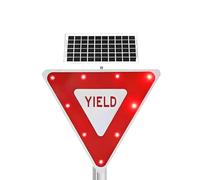 Señal de ceda el Paso con luz LED Intermitente de 30" con energía Solar, triángulo de Aluminio Resistente con Cara Reflectante de Grado Industrial.