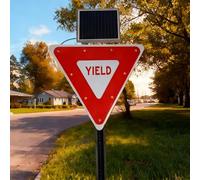 Señal de Ceder el Paso Solar 28" con Luces Intermitentes LED, Marco de Metal Resistente Antioxido & Aluminio Impermeable IP65, Señal de Advertencia Vial para Todas las Condiciones Climáticas