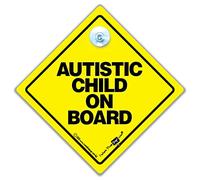 Señal de coche con texto en inglés "Autistic Child On Board", con ventosa para bebé a bordo, estilo para un niño con autismo