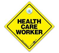 Señal de coche para trabajadores de la salud con ventosa, para trabajadores de Covid, como enfermeras, médicos, personal y cuidadores