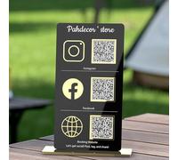 Señal de código QR 3D con triple icono 3D para múltiples empresas, logotipo personalizado para redes sociales de Instagram, símbolo de salón de belleza, peluquería, esteticista, escaneo para pagar