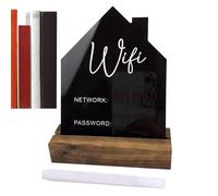 Señal de contraseña WiFi, acrílico con patrón WiFi, letrero de contraseña, tablero Wifii, bonito recordatorio de Wifii, soporte para bloque de fotos con bolígrafo borrable para bar, oficinas
