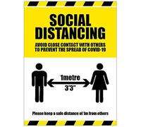 Señal de coronavirus de distancia semirígida de PVC (250 x 300 mm)