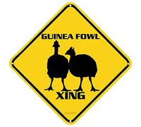 Señal de cruce de aves de Guinea, cartel de aves de Guinea, regalo de aves de Guinea, decoración de pared de animales, para el hogar, granja, patio, carretera de calidad, cartel de metal, 8 x 8