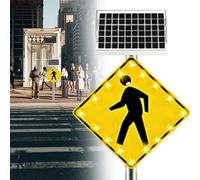 Señal de cruce de peatones intermitente con energía solar con marco de aluminio para mayor seguridad vial