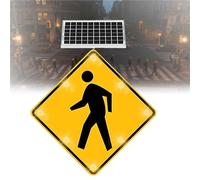 Señal de cruce peatonal intermitente de 81 cm Señal de tráfico solar para cruce peatonal Película reflectante de ingeniería(32in)