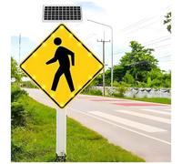 Señal De Cruce Peatonal LED Con Energía Solar, Intermitente, Fluorescente, Amarillo-verde/negro, Con Película Reflectante De Ingeniería For Escuelas Y Caminos Urbanos(24IN(61CM))