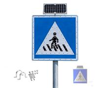 Señal de cruce peatonal LED intermitente de 24''/30" con energía solar, luz de advertencia de alta luminosidad para cruces peatonales, zonas escolares y comunidades(24in)