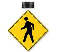 Señal de cruce peatonal LED solar de 61 cm/76 cm Semáforo intermitente impermeable IP65 Señal de seguridad vial de aluminio(24")