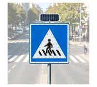 Señal de Cruce Peatonal LED Solar, Señales Viales LED Amarillas Intermitentes Solaresl, Marco Metálico, con Paneles Solares Reflectantes, for Caminos de Acceso y Cruce(24in)