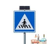Señal de Cruce Peatonal LED Solar, Señales Viales LED Amarillas Intermitentes Solaresl, Marco Metálico, con Paneles Solares Reflectantes, for Caminos de Acceso y Cruce(30in)