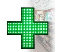 Señal de Cruz Médica Led, Luz de Señal de Cruz de Farmacia con Cadena de Metal Colgante, Luz Fija/Animación en Capas Intermitente/Intermitente General 3 Modos, Ahorro de Energía,Green-35 * 35cm