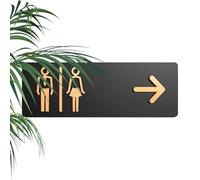 Señal de dirección de inodoro | Izquierda y derecha Acrílico Adhesivo | Placa de pared para inodoro previsto | para hoteles, restaurantes, centros comerciales, cafeterías, salones de peluquería