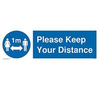 Señal de distancia social de 1 m con Please keep your distance - 300 x 100 mm - L31