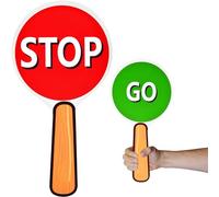 Señal de doble cara Stop And Go - 6.3 x 11.8 pulgadas paleta de tráfico con asa para enseñar seguridad del tráfico - Señal de parada con mango cruzado - Señal de parada de guardia